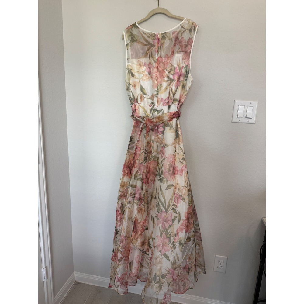 Eliza J Floral Sleeveless Maxi Dress Pink Cream Plus Size 22W Wedding Guest 0603 - Picture 2 of 5